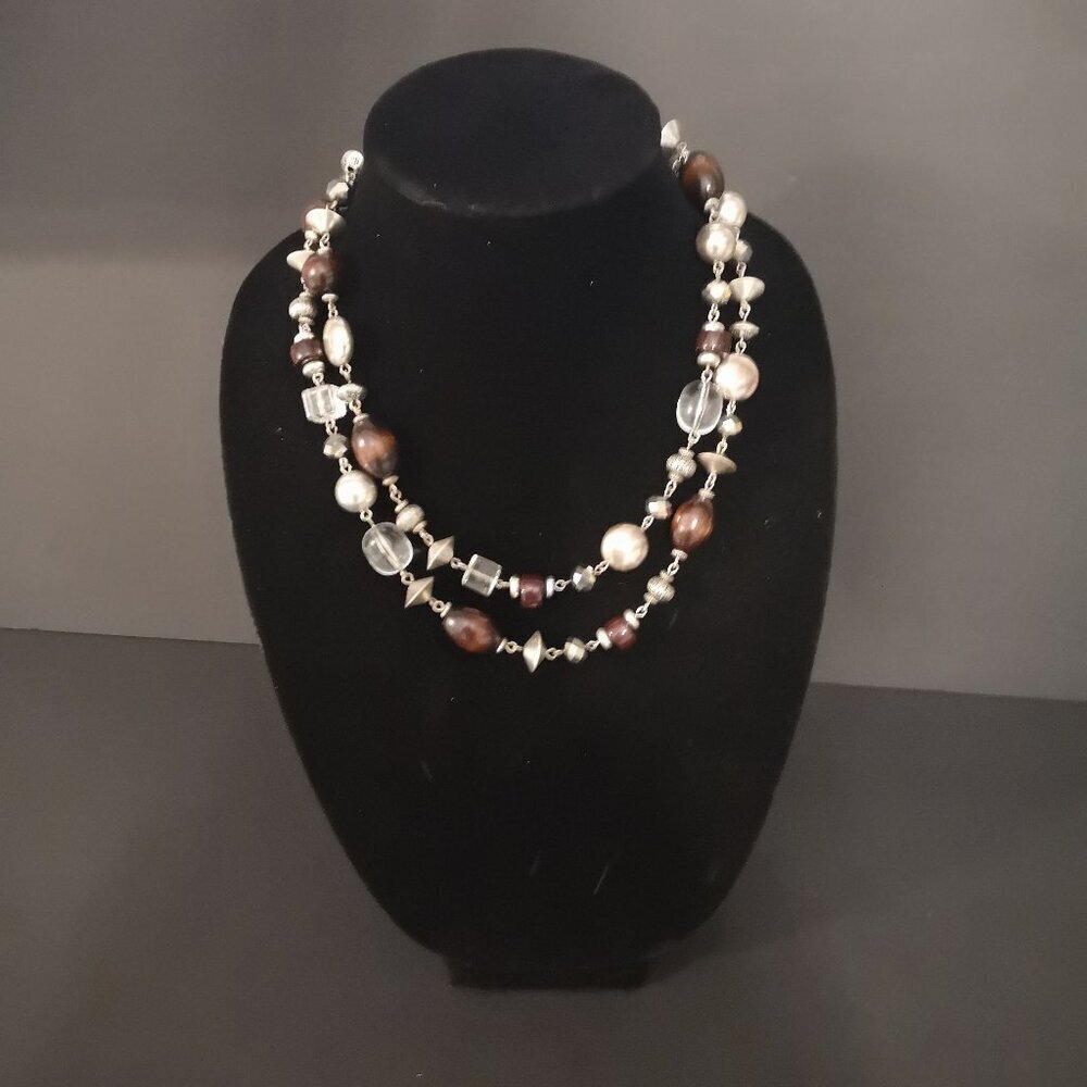 Lia Sophia Coffee Bean Double Strand Necklace w/ Various Types of Beads